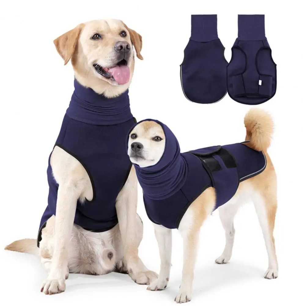 Sudadera reflectante con capucha para perros, chaleco reflectante para la ansiedad del perro para perros pequeños y medianos, camisa relajante ajustable con transpirable para el estrés