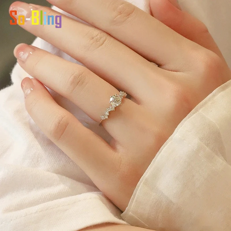 So-Bling 1 قيراط مويسانيتي خاتم 925 فضة هندسية النجوم خواتم للنساء مجوهرات الزفاف هدية للذكرى السنوية #3