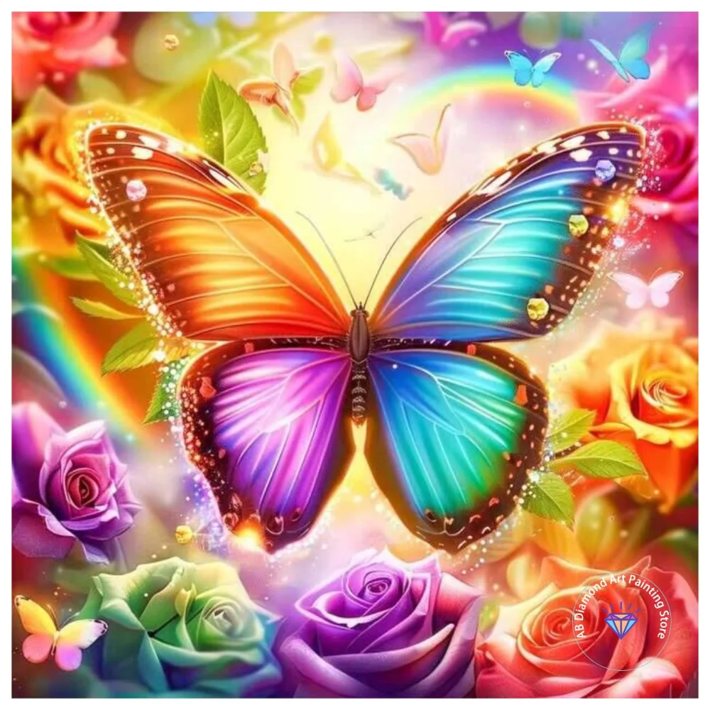 

Butterfly Animal AB Diamond Painting Kit Square Round Diamond 5D DIY Cross Embroidery Handmade Art Exquisite Gift Home Decor
