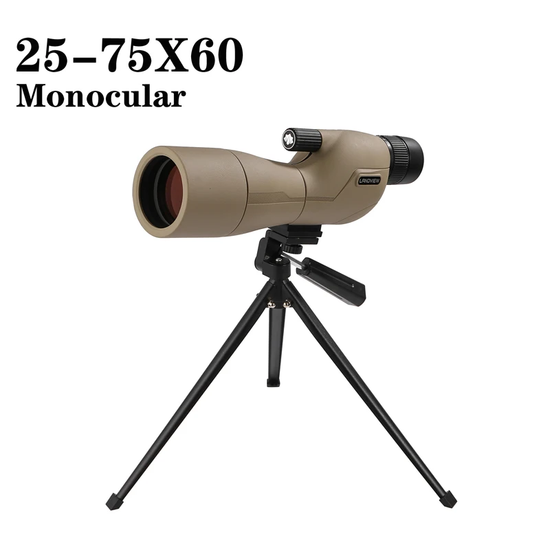 

Powerful 25-75X60mm Monocular Bird Watching Telescope Spotting Scope Long Range Spyglass BAK4 Prism HD Binoculars For Hunting