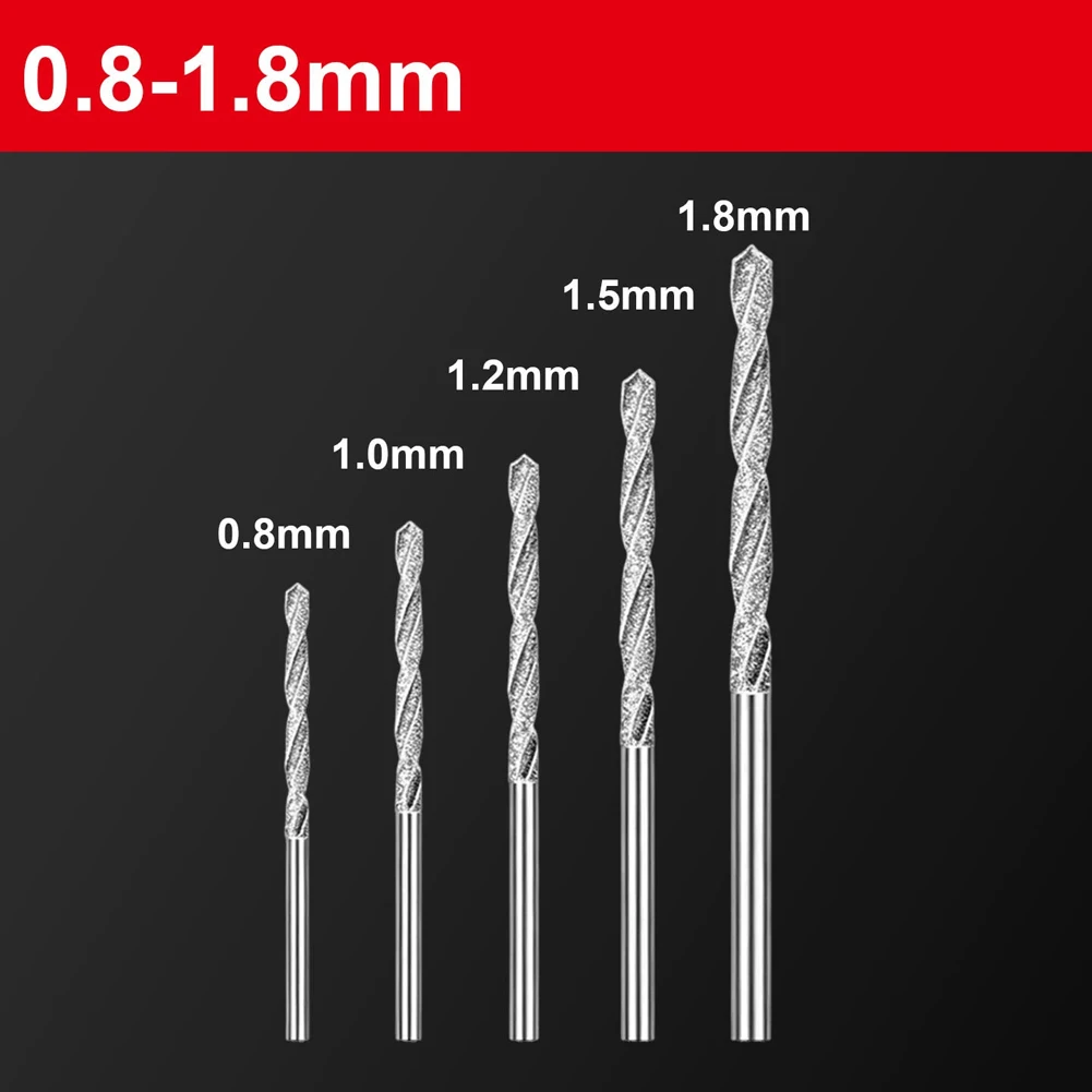 5 10PCS Diamond Coated Drill Bits 0.8-4mm Round Shank For Drilling Holes In Jade Stone Agate Pearl Jewelry Making Tools