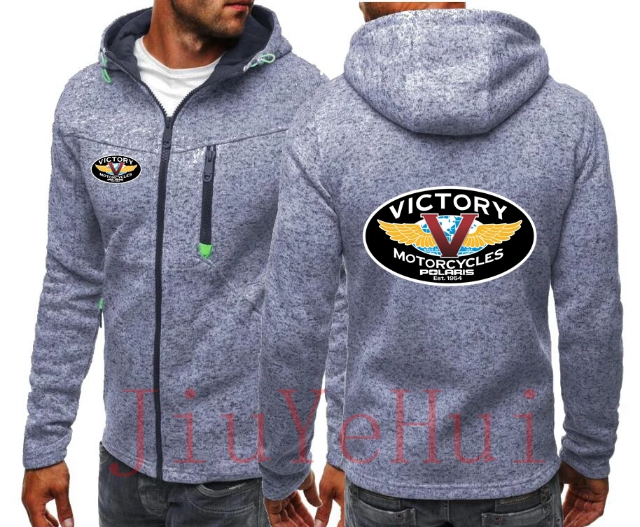 American Motorcycle Victory Polaris Tide Jacquard Hoodies Spring Casual Fleece Hoodies Sweatshirts Male Streetswear Coat Jackets