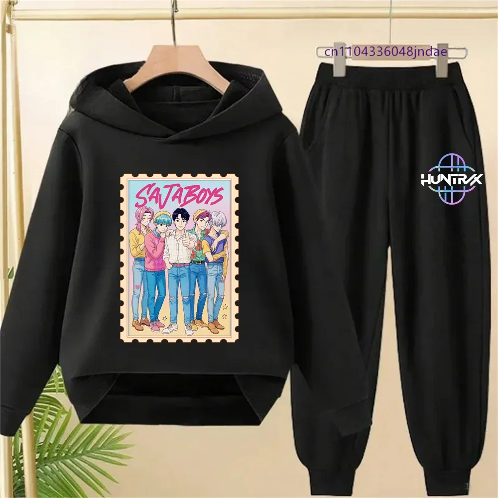 

Autumn Anime Trend Hoodie + Pants Set with a Hooded Design, Original Street Style Hip-hop T-shirt, Children's Sportswear