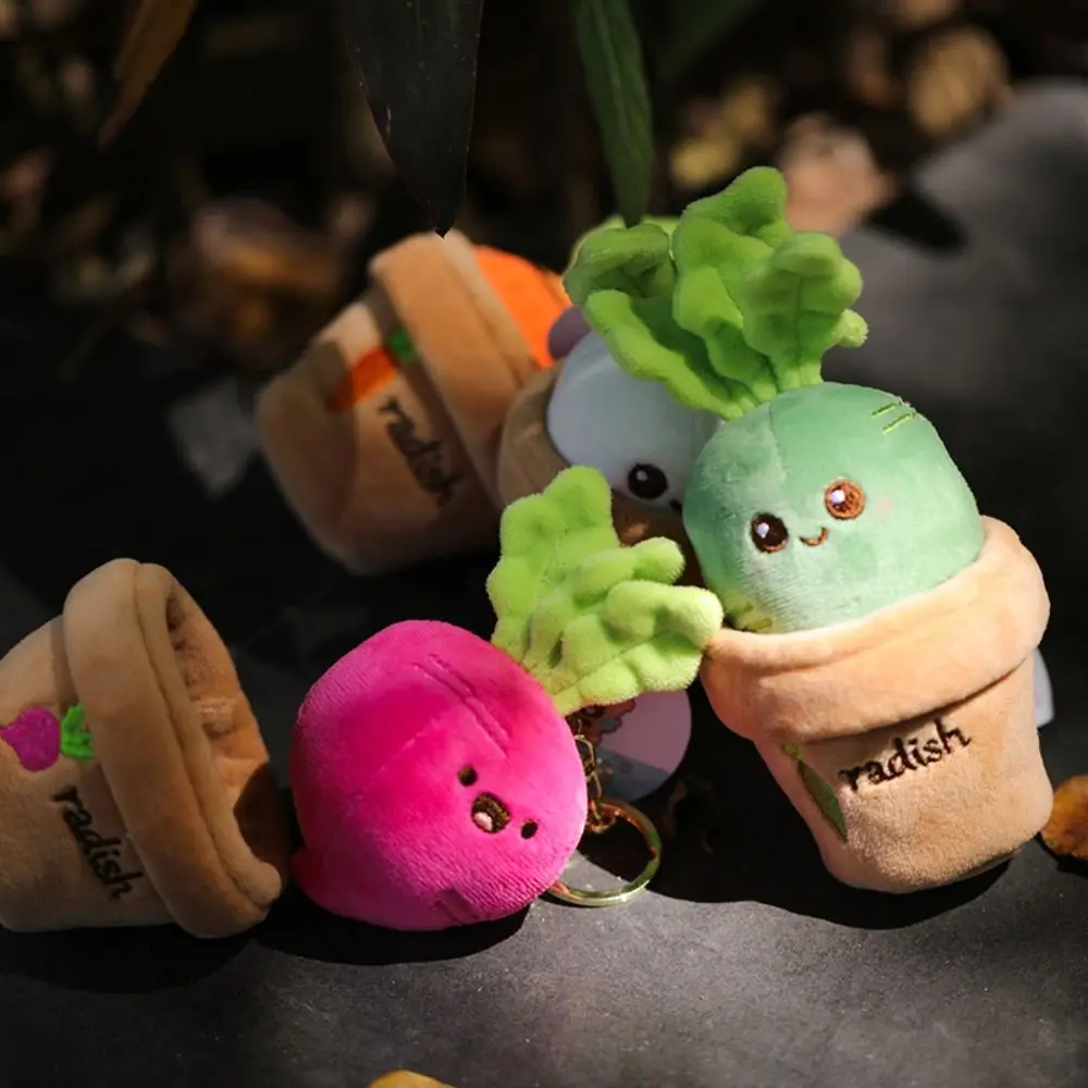 Jewelry Gift Grass Potted Carrot Doll Keychain Vegetables Bag Charm Radish Plush Pendant 10cm Cartoon Carrot Plush Doll Backpack