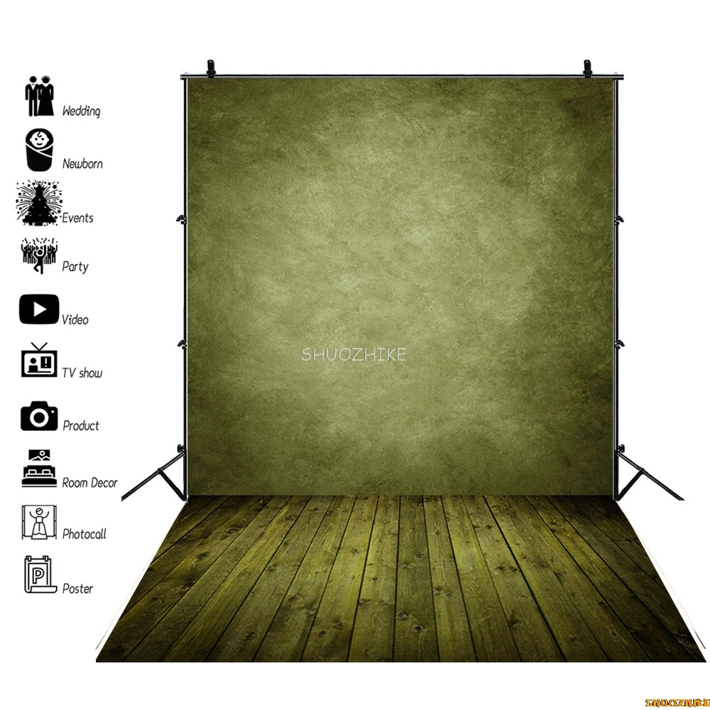 

SHUOZHIKE Concrete Wall Wood Floor Photography Backdrop Retro Selfie Background Portrait Vintage Studio Photo Booth Prop M01