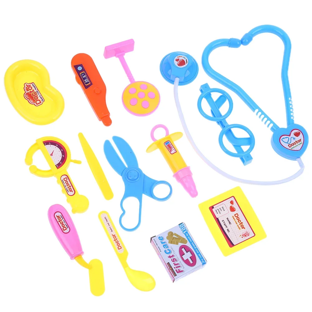 Mala de plástico portátil brinquedo médico, Doutor Aprendizagem Brinquedos Educativos, Equipamento Experimental Científico para Menino e Menina, Presente, 15Pcs