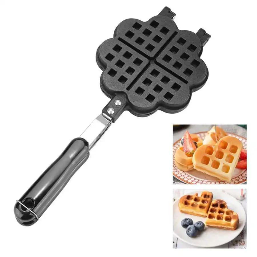 Heart Shape Household Kitchen Gas Non-Stick Waffle Maker Pan Mould Mold Press Plate Baking Tool