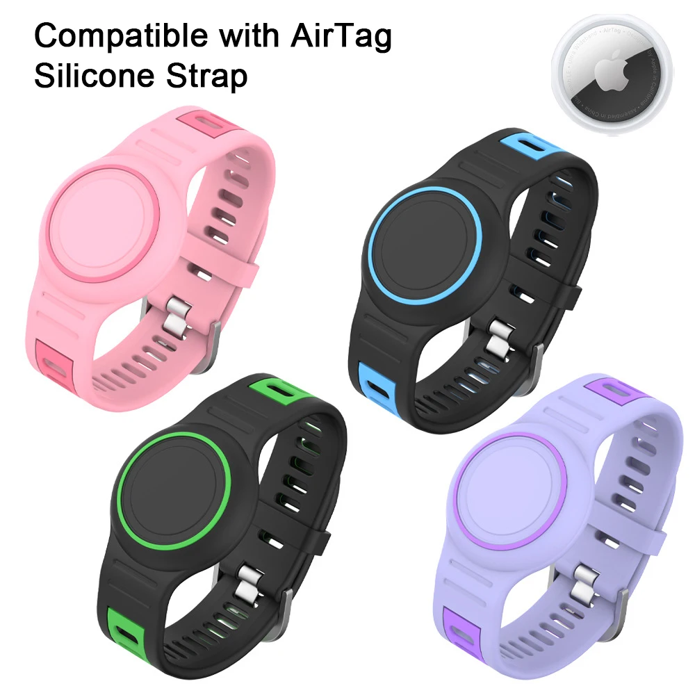 

Compatible with AirTag Waterproof Two-Tone Silicone Strap, Anti-Drop Kids Wristband