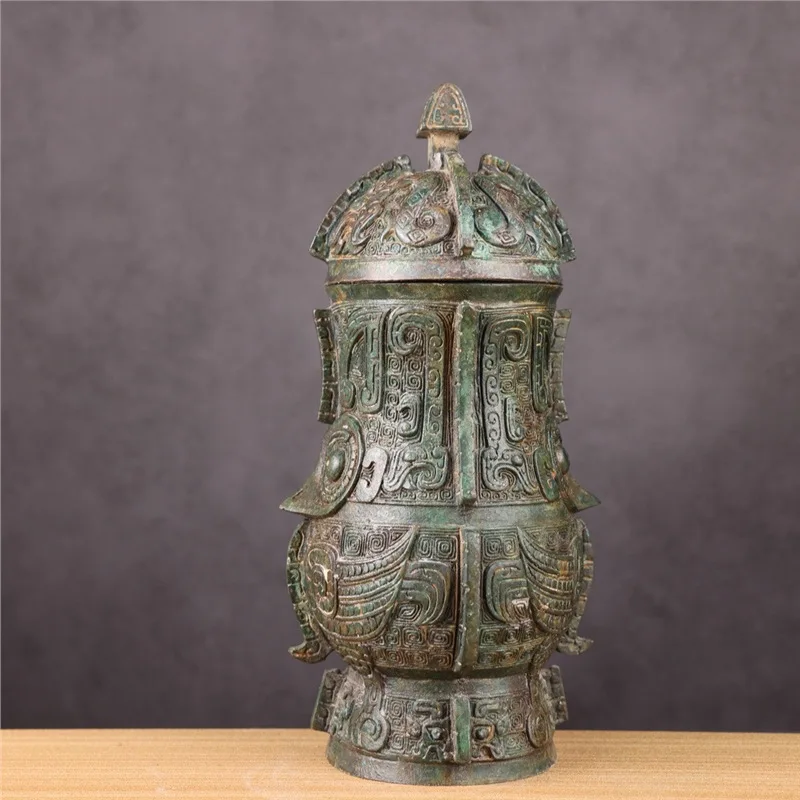 [Pattern] Wine Container Xiangde Craft Bronze Ware Copper Ornaments Decorations Antique Shelf Moving Into The New House