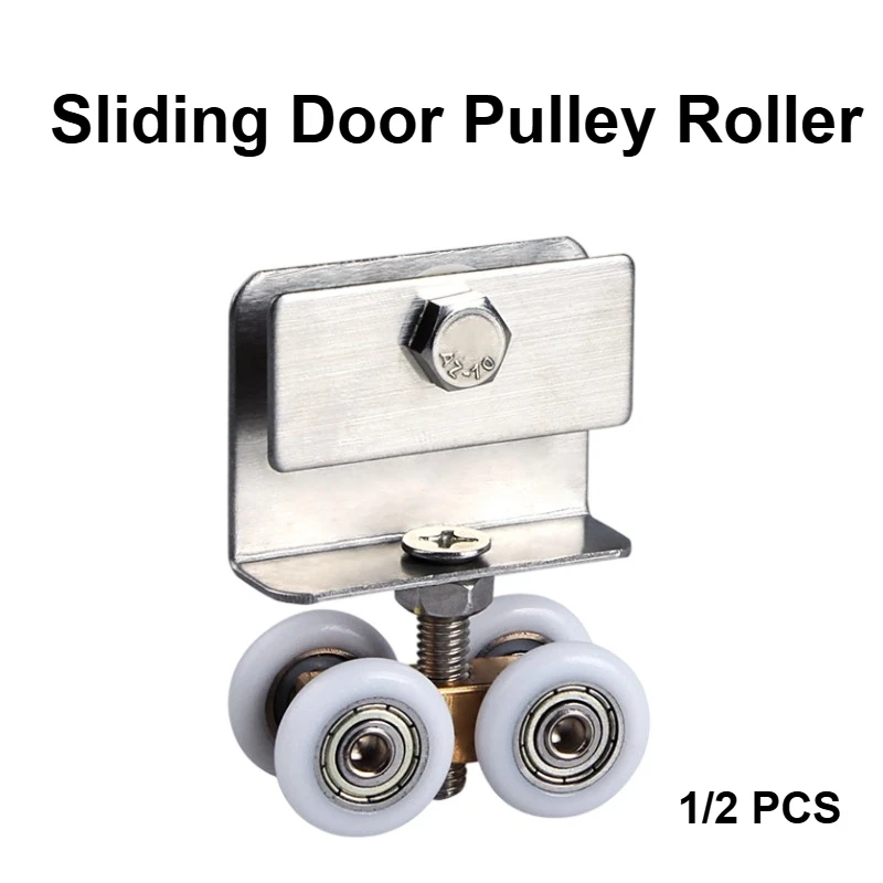 2/6pc Sliding Door Pulley Roller Full Copper Bearing Wear Resistant Noise Reduction Shower Room Glass Wood Door with Clips Screw