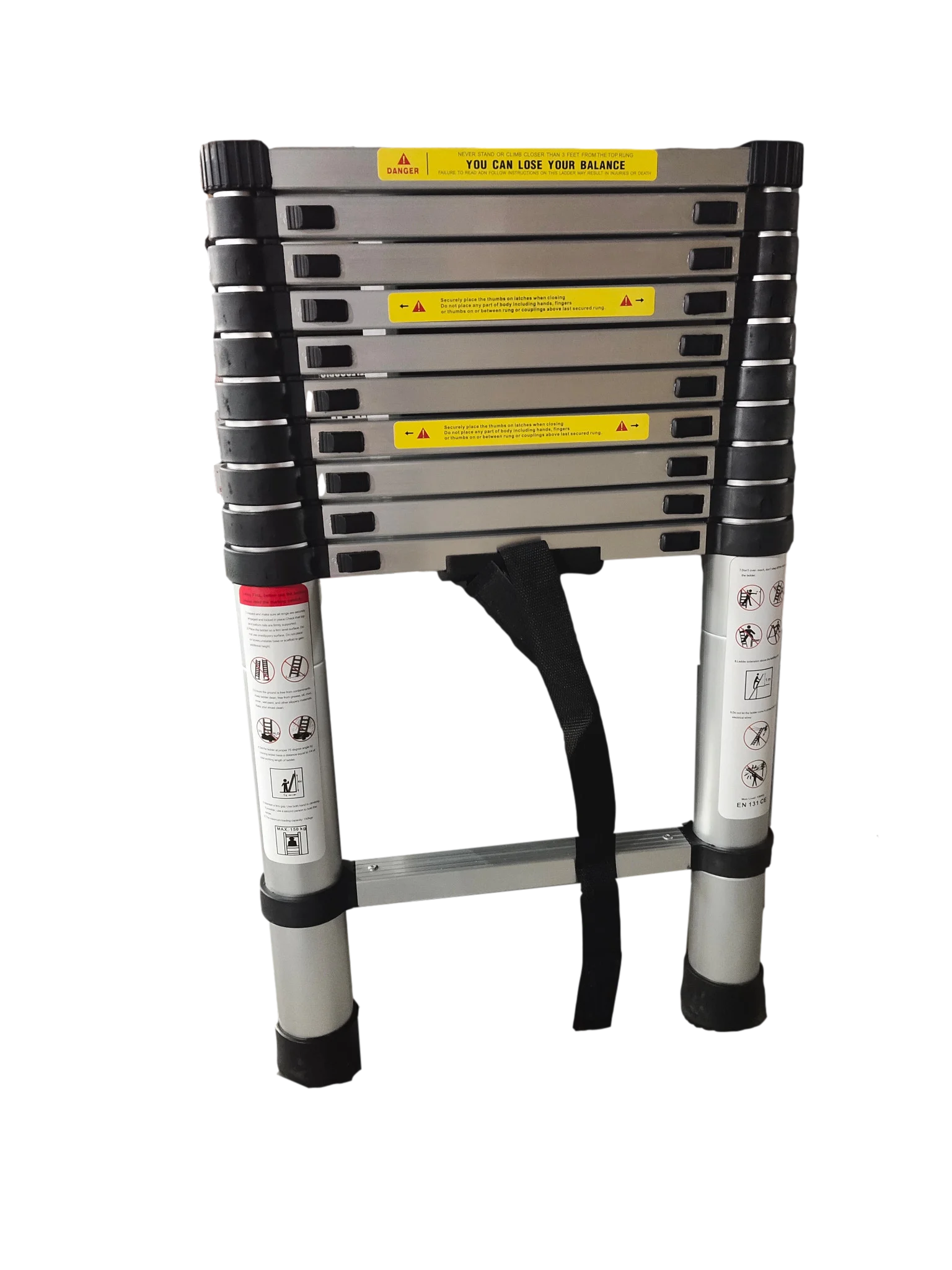 2.6-5mTelescopic Ladder Alumium, Multipurpose Loft Arttic Ladder, Easy to Transport, 150 Kg Capacity, EN131 Standard