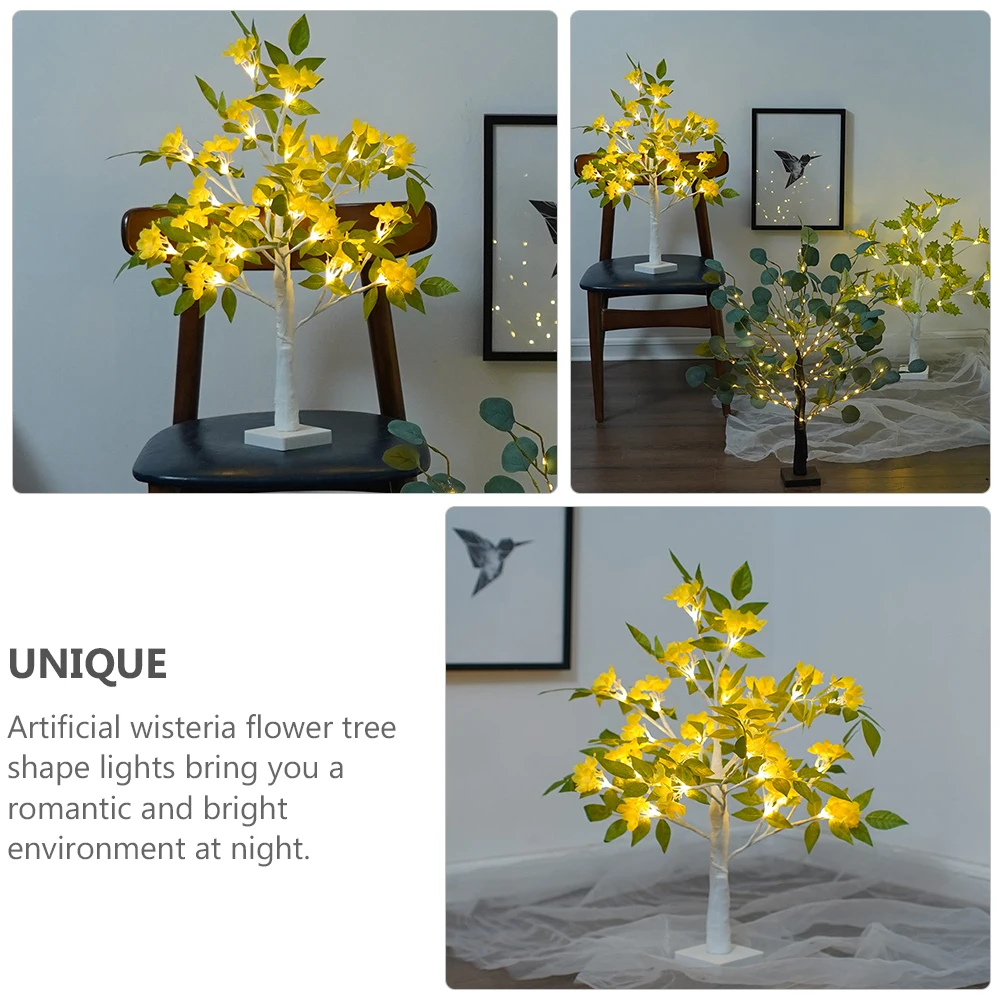 

1Pc Wisteria Flower Tree Shape Lamp Elegant Night Light For Bedroom Living Room Decorative Table Lamp With Warm Glow