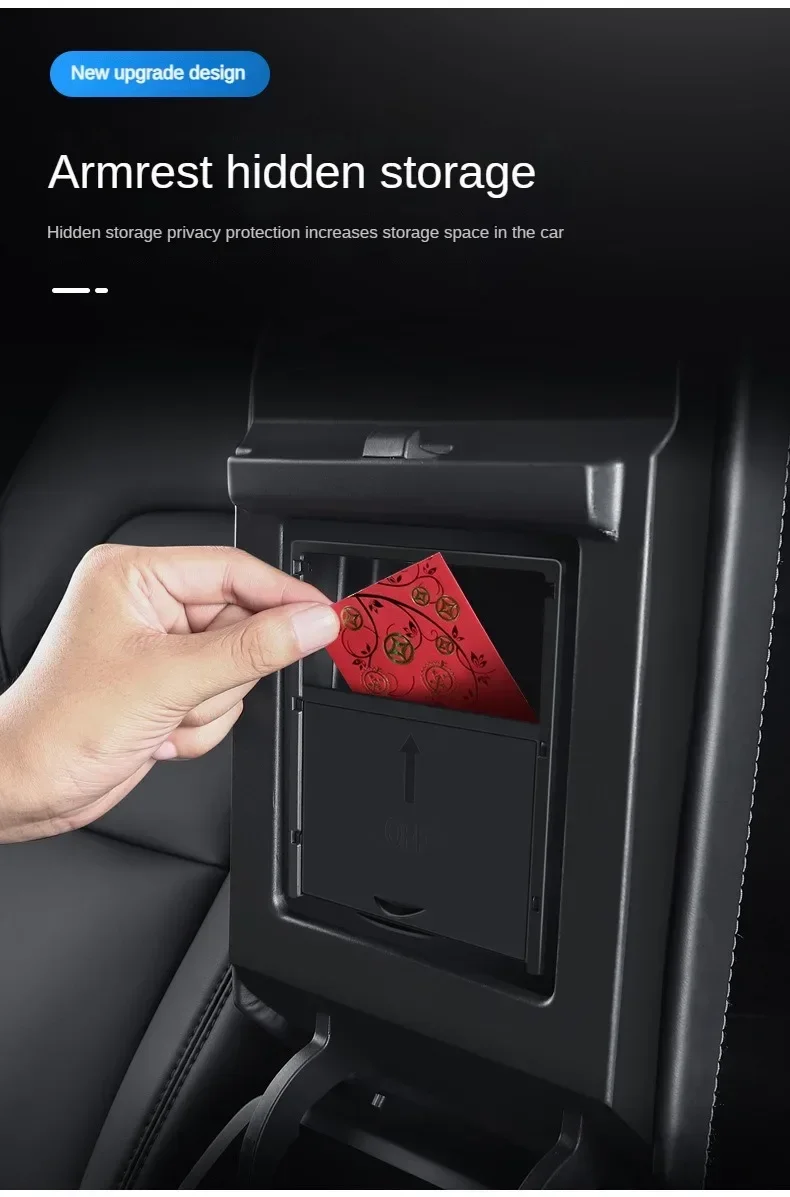 Für Tesla Modell Y 3, Mittelkonsole Lagerung Organizer Box Tablett Armlehne Versteckte Box Bins Tasse Halter Auto Innen Zubehör – Detail 10