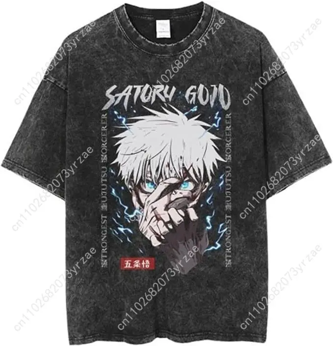 

JJK Ретро стирка футболка мужчина женщина Высокое качество винтажная футболка хлопок с короткими рукавами модная футболка мягкие дышащие топы