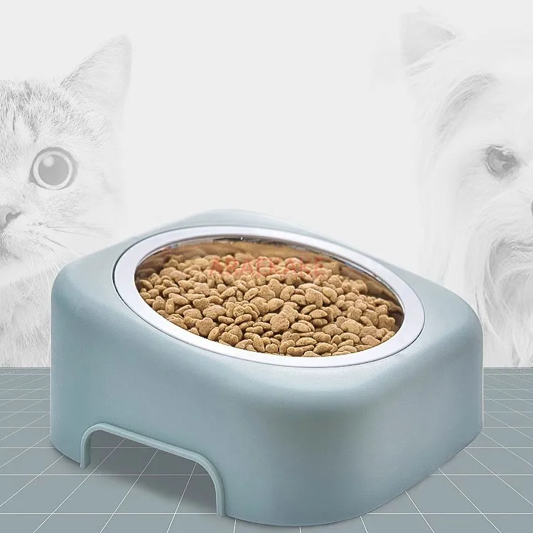 Cat bowl stainless steel tilted mouth cervical protection, anti knock small and medium-sized dog bowl