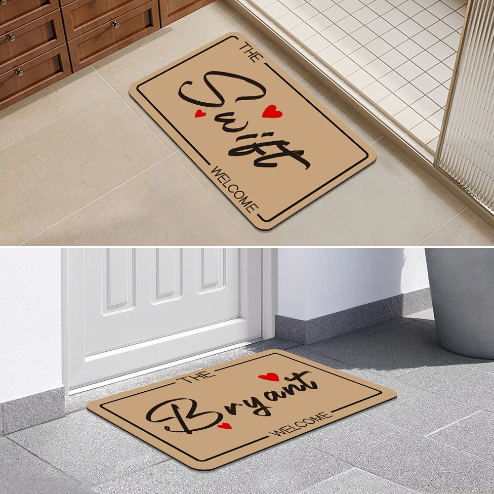 Custom Door Mat with Family Name Personalized Entrance DoorMat Customize Welcome Hallway Carpet Bathroom Rug Home Decor Gift