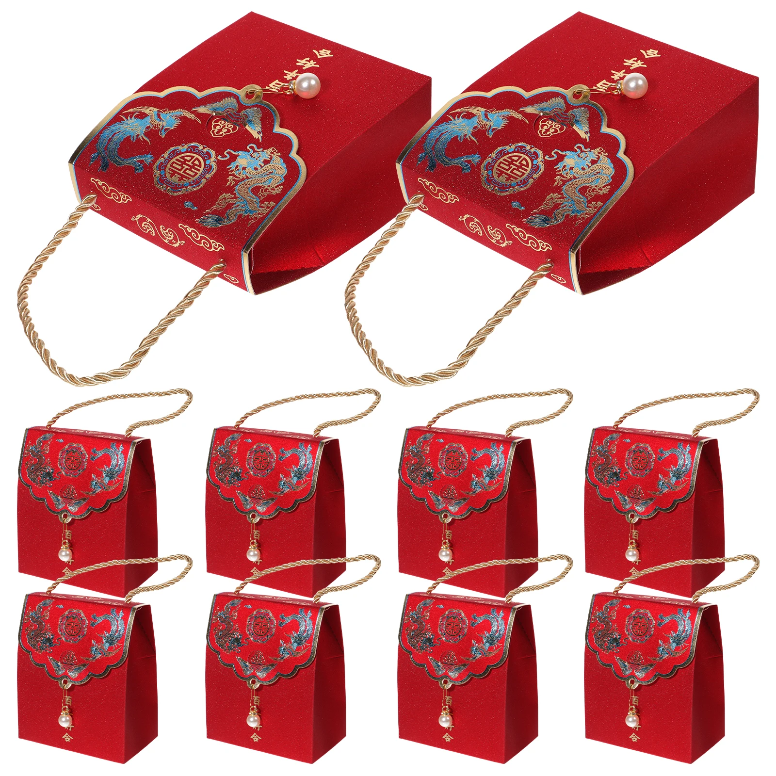 

10pcs Wedding Candy Boxes Red Glitter Jam Containers Goody Bags Storage Snack Bags Gift Boxes Decorative Supplies Durable