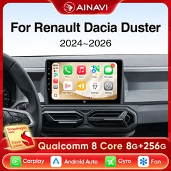Ainavi Car Radio For Renault Duster Dicia Duster 2024 2025 2026 Wireless Carplay Android Auto DSP 4G Car Multimedia Player HDMI