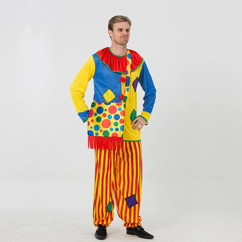 Adult Clown Tops Pants Patch clothes Kids Carnival Clown Jumpsuit Circus Cosplay Halloween Costumes Children Baby Birthday Party