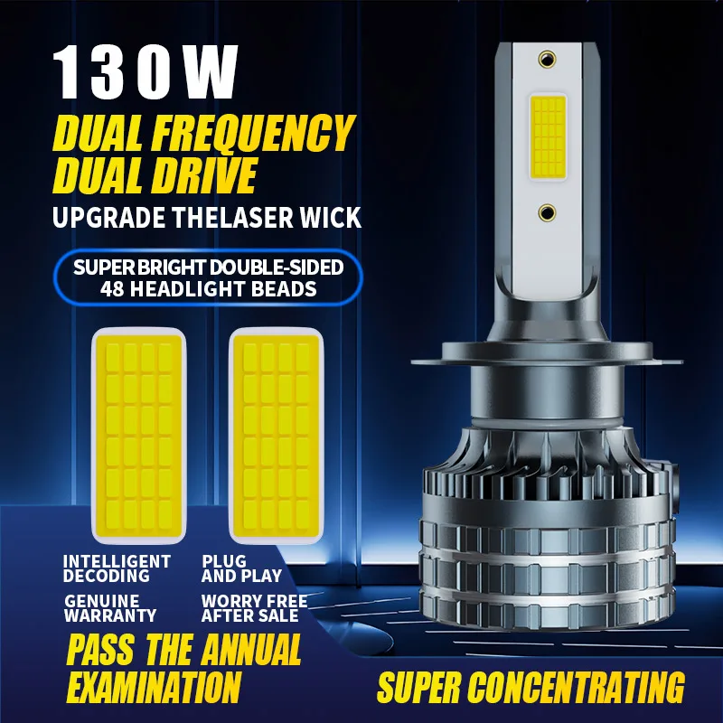 

2X Mini Car H7 H11 LED Headlight Bulbs H8 H4 9005 HB3 9006 HB4 130W 6000K 12V for ford focus toyota hilux golf 4 accessories