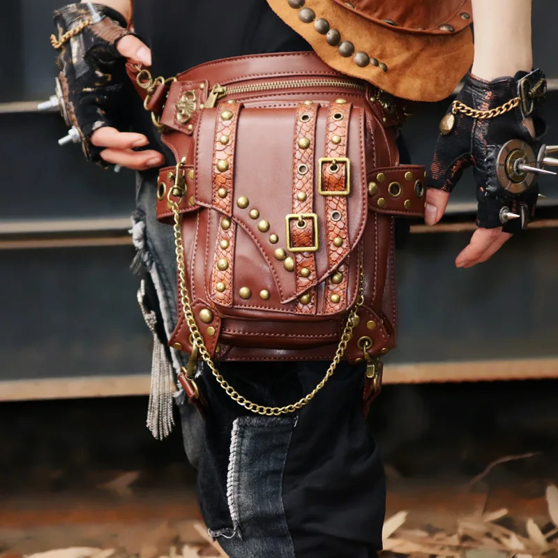 Rock Motorcycle Chain Bag Women's Shoulder Crossbody Bags Men's Waist Bag Women's Handbags