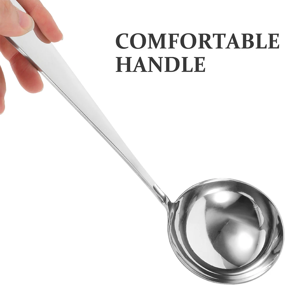 

2pcs Stainless Steel Kitchen Soup Ladle Water Scoop Hot Pot Spoon 8CM Large Size Practical Wear Resistant Easy Clean