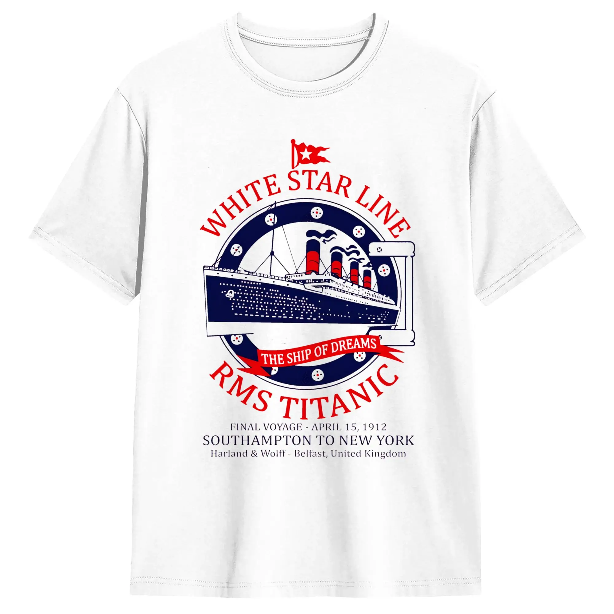 Camiseta de algodón White Star Line Titanic para hombre, ropa de calle de verano, camiseta Harajuku, ropa barata de talla grande