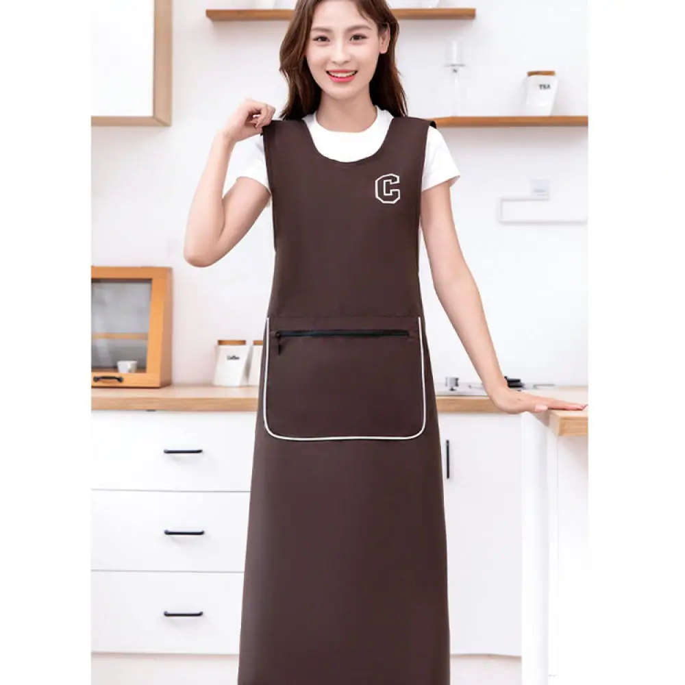 Waterproof Kitchen Smock Plus Size Oilproof Chef Apron Sleeveless Cooking Bib Comfortable Workwear For Restaurant Waiter