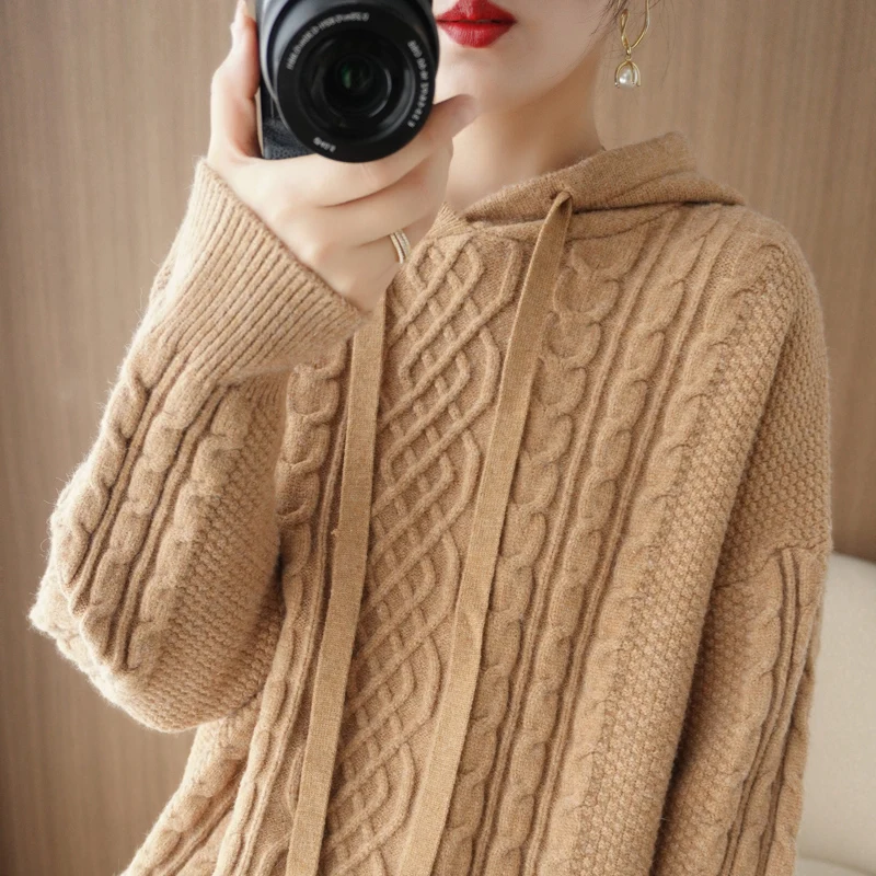 Autumn And Winter New Style Hooded Sweater Soft Thickened Women\'S Hooded Sweater Hooded Retro Plaid Casual Fashion Sweater