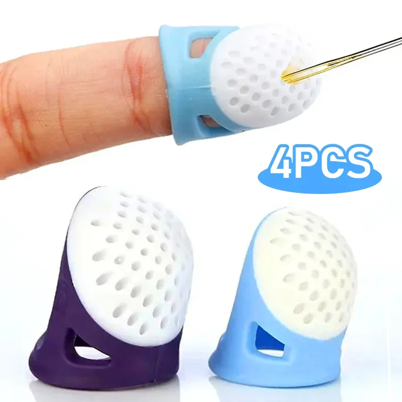 4/1Pcs Silicone Thimbles Hand SewingThimble Anti-stick Finger Cover Household Finger Protector Sleeve DIY Craft Sewing Supplies