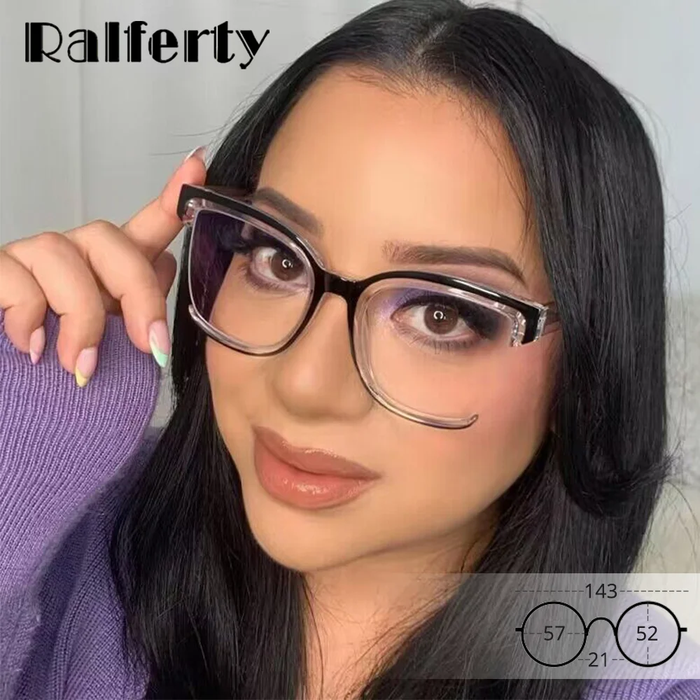 Ralferty Fashion Women\'s Glasses Frame Oversize Rainbow Anti Blue Light Glasses for Women No Diopter Grade Optic Frame Eyeglass