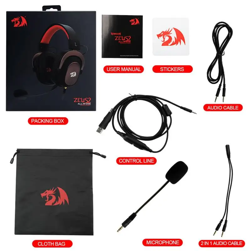 سماعة رأس REDRAGON H510 ZEUS 2 للألعاب مزودة بمنفذ USB وإلغاء الضوضاء، وميكروفون سماعة الرأس المحيطي 7.1 لجهاز PS5/4 Xbox One