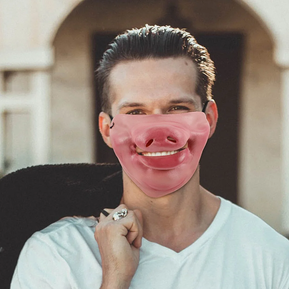 

2Pcs Half Face Pig Nose Mask Latex Halloween Party Cosplay Costume Funny Prank Props Adjustable Elastic Band Clown Pig Mask