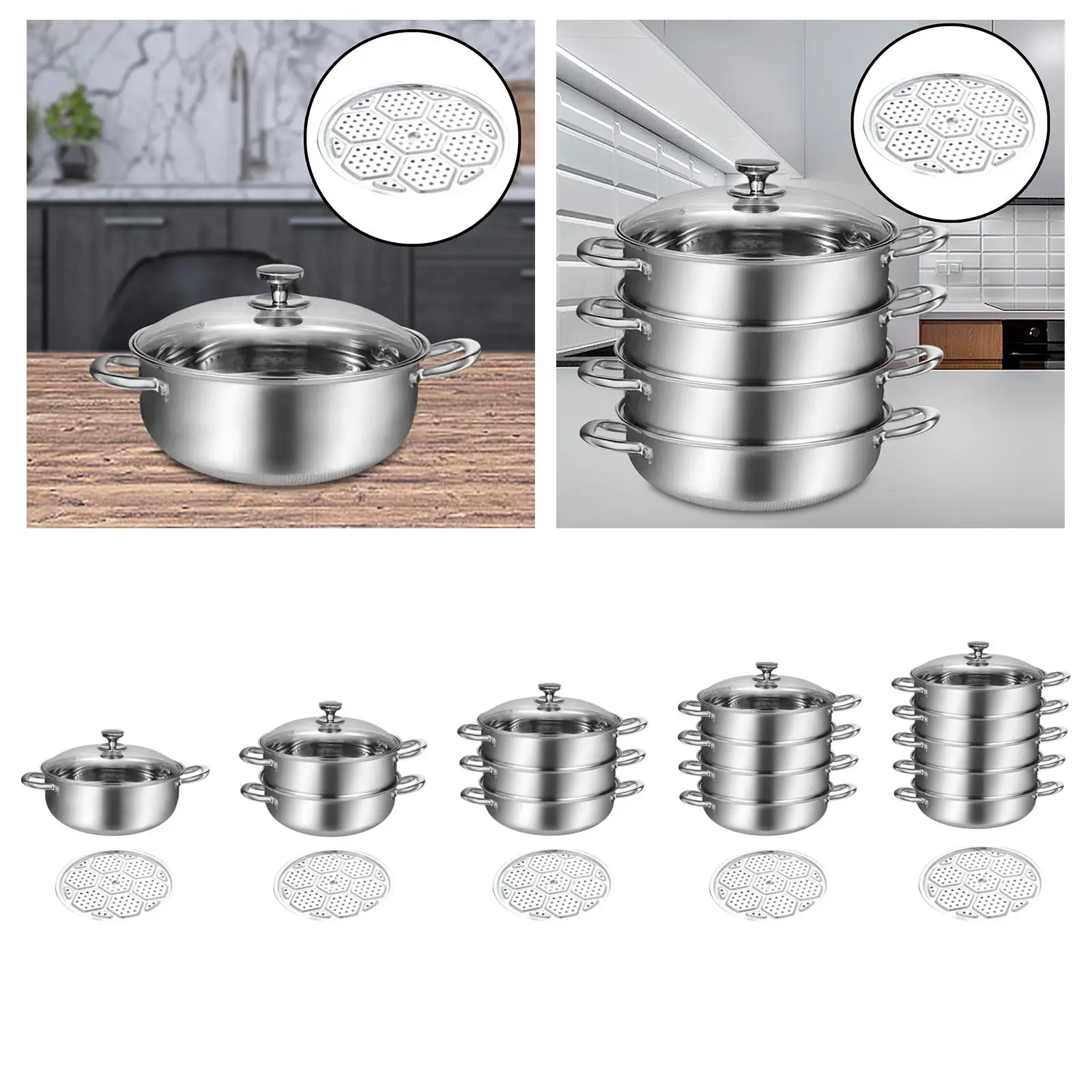 

Нержавеющая сталь с пароварной пластиной и прозрачной стеклянной крышкой с эргономичной ручкой, инструменты для приготовления пищи, пароварка для пельменей, кастрюля для пароварки