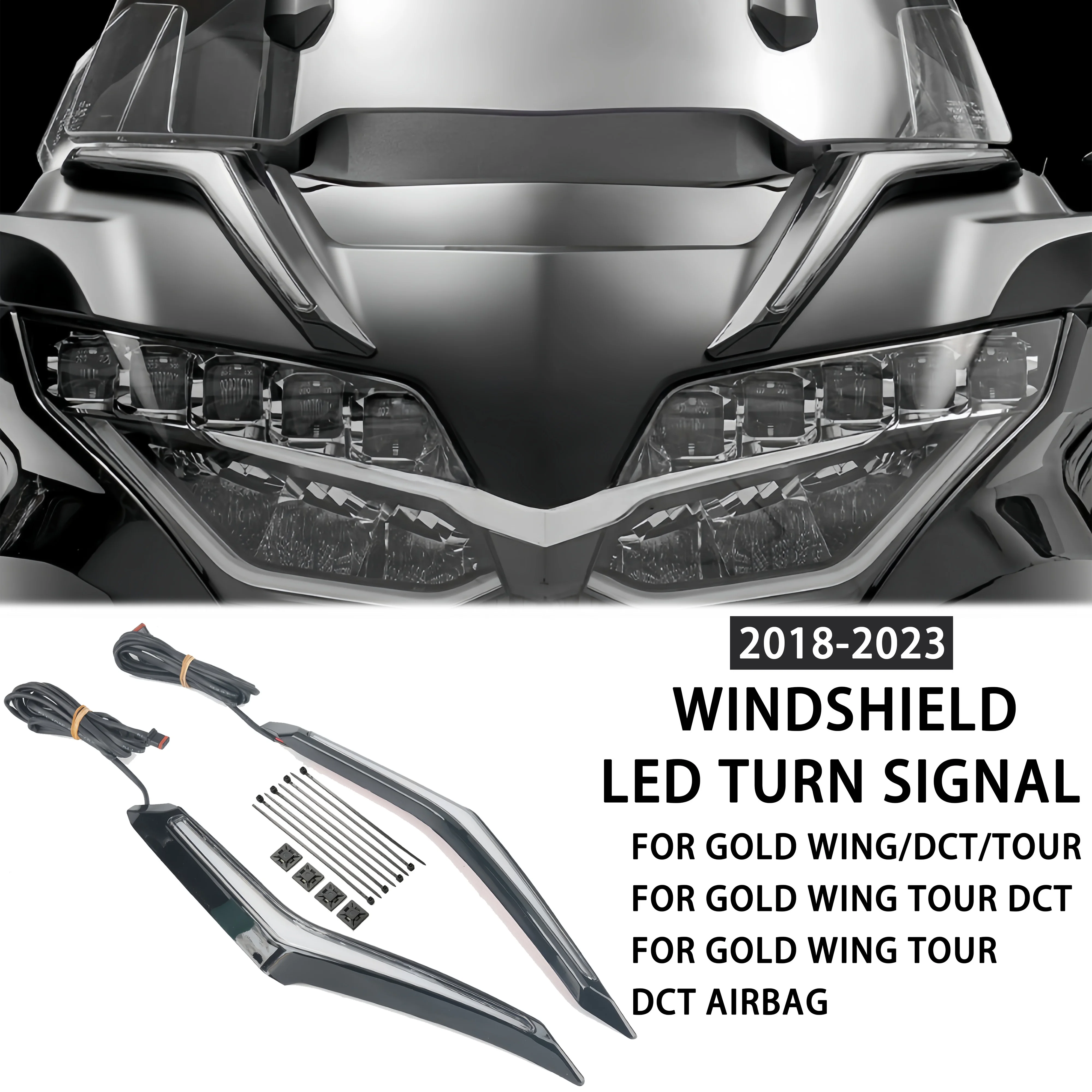 For Honda Gold Wing GL 1800 GL1800 Tour DCT Airbag Motorcycle Strike Windshield Trim Lamp Turn Signal Brake LED Light 2018-2023