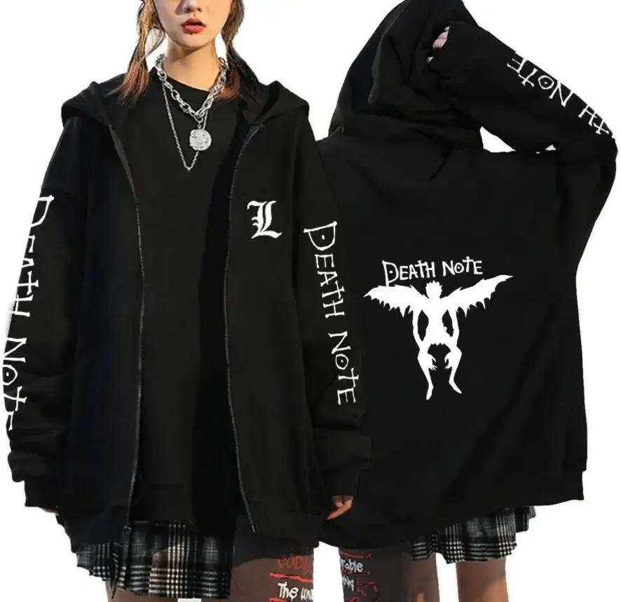 

Death Note Zipper Hoodie Black Parade Punk Vetement Homme Anime Zip Up Sweatshirt Men Fashion Hoodies Jacket Coats