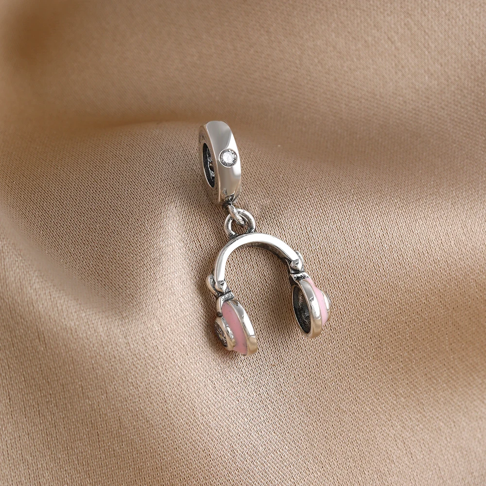 New S925 Silver Pink Motorcycle Water Cup Painting Plate Cake Rainbow Pendant,Suitable for Bracelet Necklace DIY Women's Jewelry - view 6