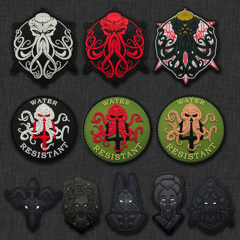 3D PVC Cthulhu Game Octopus Patches Hook and Loop Tactical Trident Morale Badge Peripheral Armband Personalized Backpack Sticker