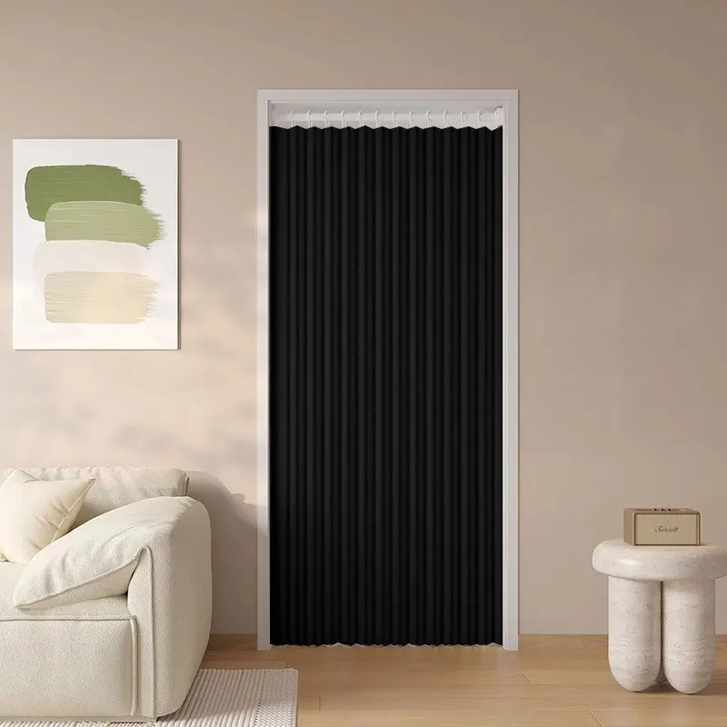 Accordion Folding Door Curtain, Pleated Room Divider Partition Wall, Retractable Fabric Privacy Screen Cover for Air Conditioner view 3