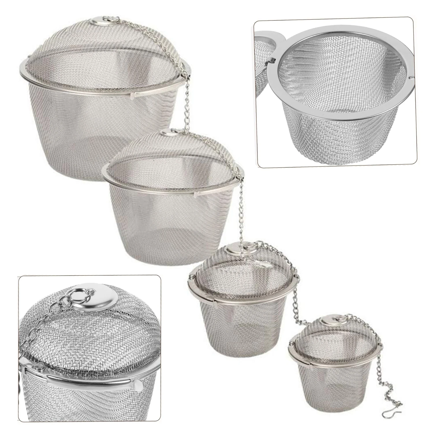 1/2 stücke Edelstahl Mesh Kräuter Ball Wiederverwendbare Tee Gewürz Sieb Teekessel Locking Tee Filter Gewürz Ball – Detail 4