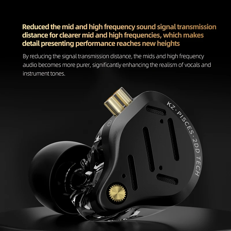KZ Pisces Wired HiFi Earphone Horizontal Dual Dynamic Driver Provide Faster and More Powerful Bass Effects Custom Music Earbuds