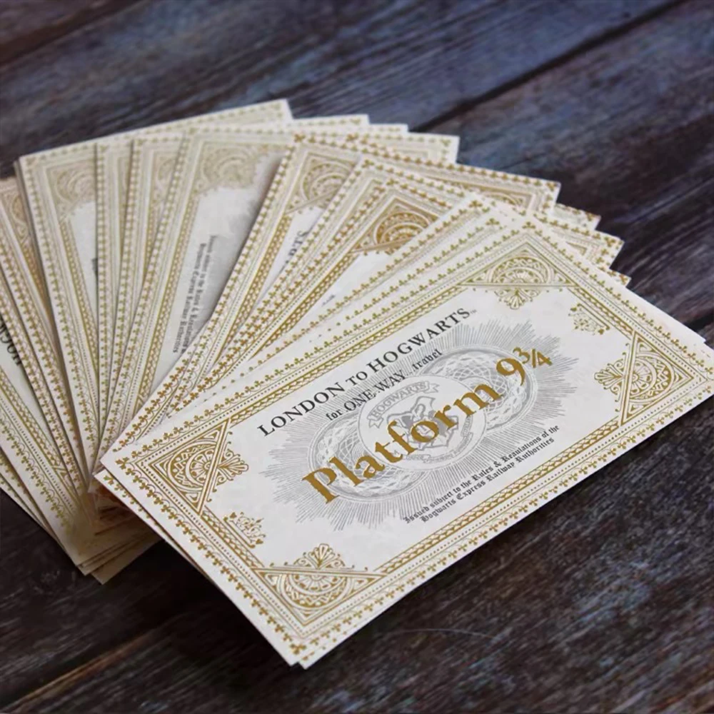 Genuine 10Pcs Harry Potter Hogwarts 943/257 Train Ticket Magic Academy Gold-Plated Tickets Party Cosplay Props Birthday Gifts view 5