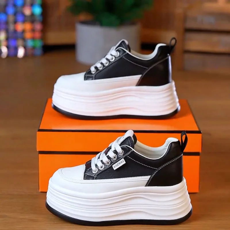 

Platform Wedge Sneakers Women Shoes Genuine Leather Bling Bling Lace White Shoes Spring Autumn Summer Shoes Footwear