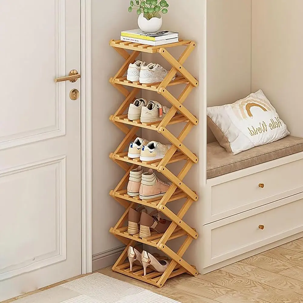 

Vertical Shoe Ra Small, 7 Tier Portable Folding Shoe Storage Rack, Without Installation Free Standing Shoe Ra For Corridors,
