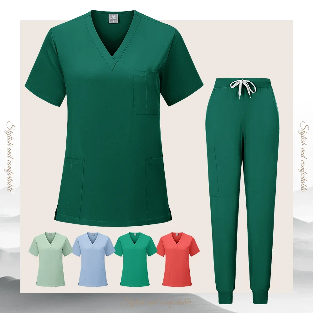 Slim-fit medical uniform Women's scrub set Nursing accessories Hospital scrubs Dental clinic beauty salon workwear