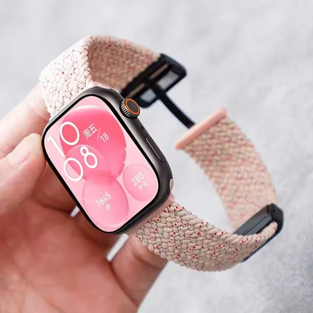 Pulseira trançada para huawei watch fit 4 pro, pulseira de substituição de nylon solo loop, fivela magnética, cinto huawei fit4 pro