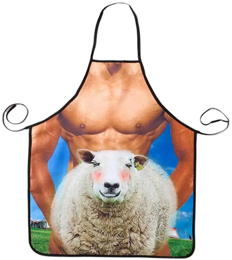 Funny Unisex Comics Cute Cartoon Apron, Kitchen Cooking BBQ Adult Apron (sheep)