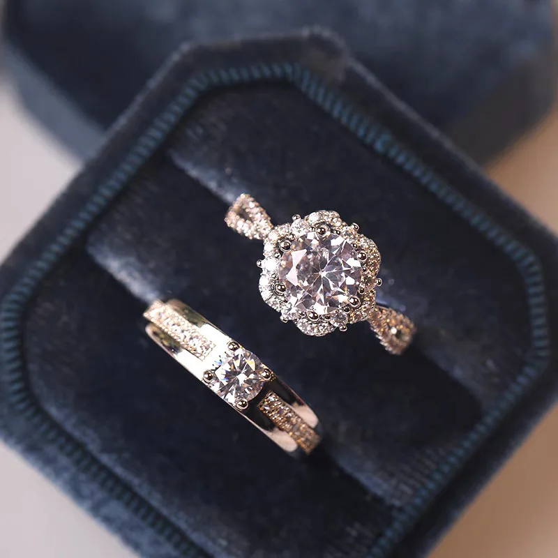 

Hidden Halo Moissanite Ring 1.5CT Round Brilliant Cut S925 Silver 18K Rose Gold Plated Wedding Anniversary Ring HJZX