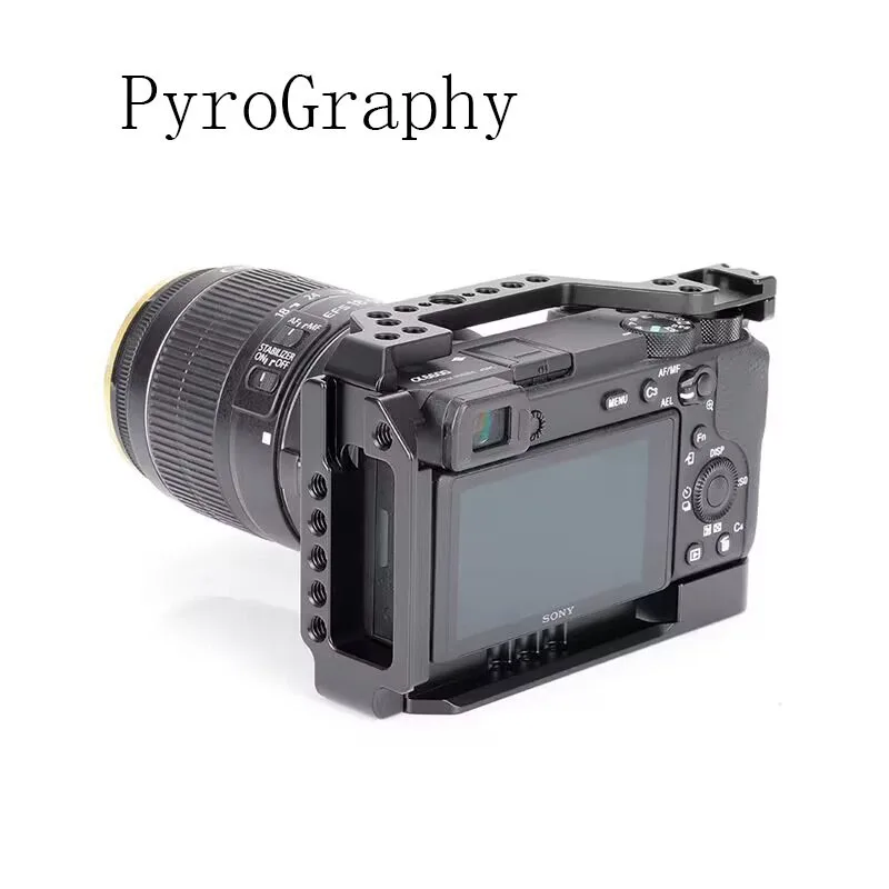 قفص كاميرا PyroGraphy A6600 مع Arca L-bracket 2-in-one 1/4 "&3/8" ثقب خيط Arri تحديد موقع الحذاء البارد لجهاز Sony A6600 #3