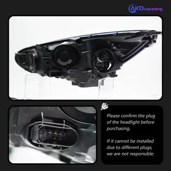 AKD汽車改裝福特福斯3 LED頭燈(2015-2018)福斯LED頭燈日行燈雙氙氣透鏡遠近光示廓燈霧燈 10 最佳銷售 福特福克斯3 LED大燈 - №1